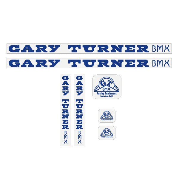 GT - Gary Turner - Gen 1 - Blue on Clear - decal set - Old school bmx - Bmx Products AU
