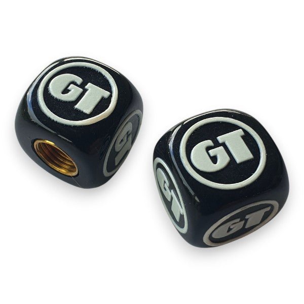 GT - One color Dice Tire Valve Caps (Pair) - Black - old school bmx - Bmx Products AU