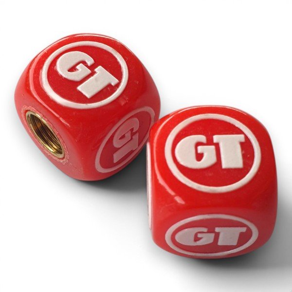 GT - One color Dice Tire Valve Caps (Pair) - Red - Bmx Products AU