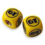 GT - One color Dice Tire Valve Caps (Pair) - Yellow - old school bmx - Bmx Products AU