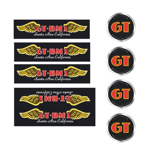 GT - Santa Ana Black decal set - Old school bmx - Bmx Products AU
