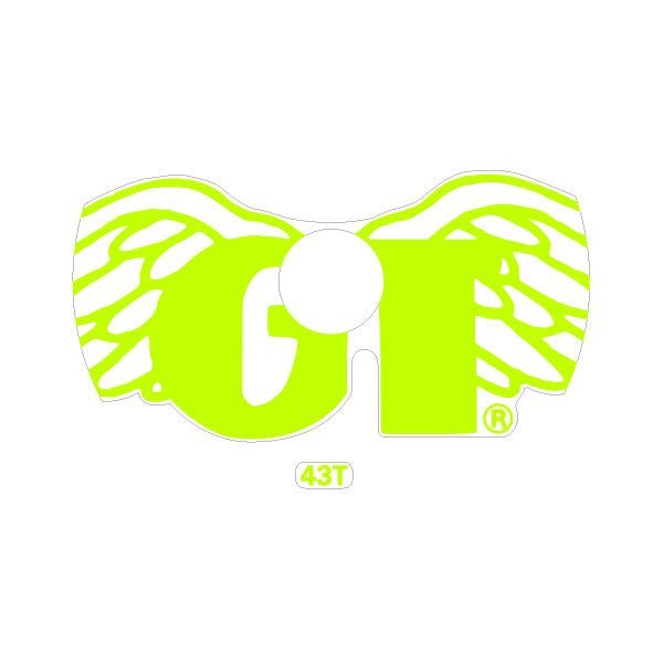 GT - Wings Sprocket decal - for 43T in FLURO YELLOW on clear - Old school bmx - Bmx Products AU