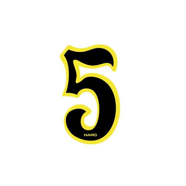 Haro - Early plate number 5 decal - Black Yellow - Old school bmx - Bmx Products AU