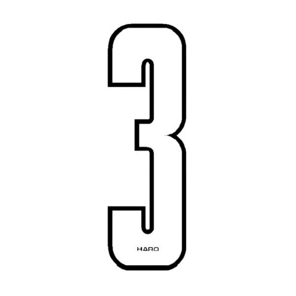 Haro - Stadium plate number 3 decal - White - Black - Old school bmx - Bmx Products AU