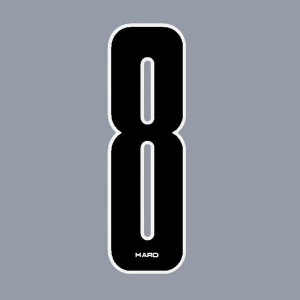 Haro - Stadium plate number 8 decal - Black White - Old school bmx - Bmx Products AU