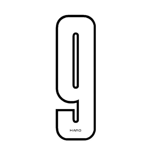 Haro - Stadium plate number 9 decal - White - Black - Old school bmx - Bmx Products AU