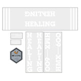 Healing - HMX600 MKII - White on clear decal set - old school bmx - Bmx Products AU
