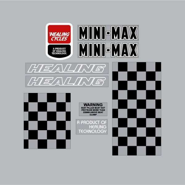 Healing - MINIMAX gen 2 - on clear decal set - old school bmx - Bmx Products AU