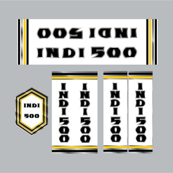 Indi 500 - Black yellow on chrome decal set - old school bmx - Bmx Products AU
