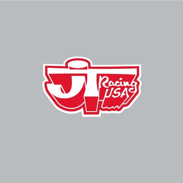 JT Racing - 3D logo - Red & White decal - Old School BMX - Bmx Products AU