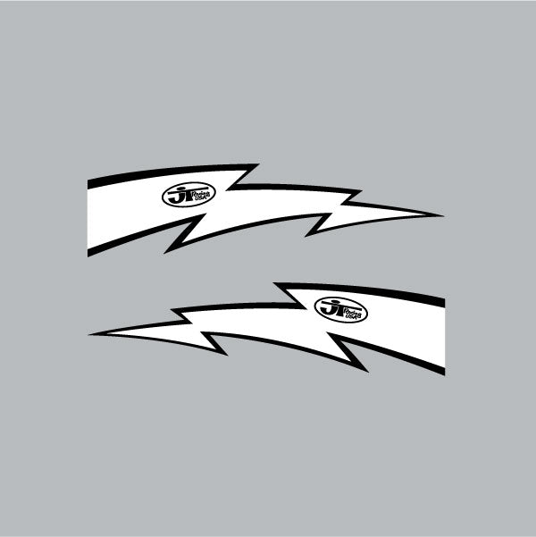 JT Racing - LIGHTNING BOLT - Reversed White & Black decal set - Old School BMX - Bmx Products AU
