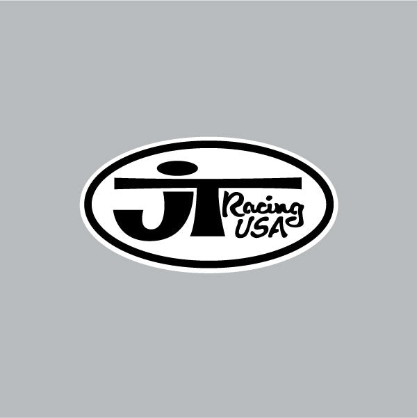 JT Racing - OVAL - Black & White decal - Old School BMX - Bmx Products AU