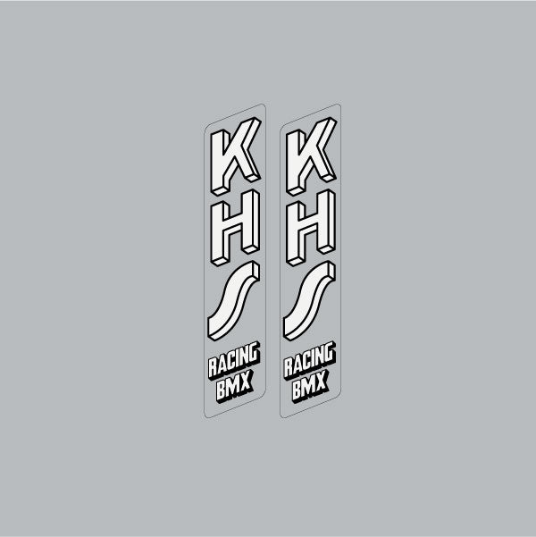 KHS - 3D White Black fork decals - Old School BMX - Bmx Products AU