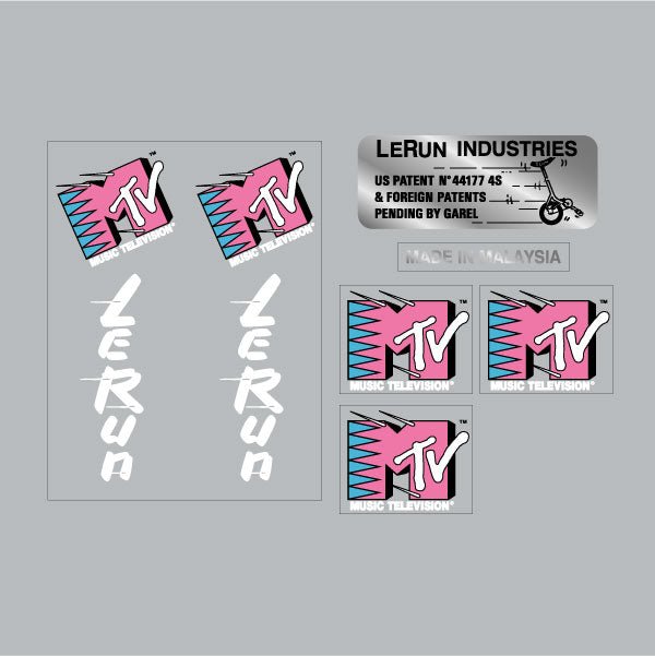 Lerun Skatebike - MTV Pink for Blue frame decal set - Bmx Products AU