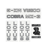 Lotus - Cobra MX3 - BLACK & silver on clear decal set - old school bmx - Bmx Products AU
