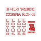 Lotus - Cobra MX3 - RED & silver on clear decal set - old school bmx - Bmx Products AU