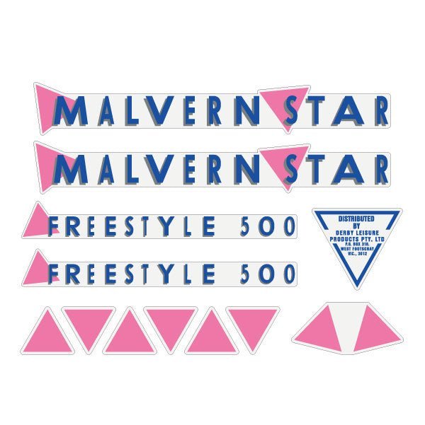 Malvern Star - FREESTYLE 500 pink blue decal set - old school bmx - Bmx Products AU