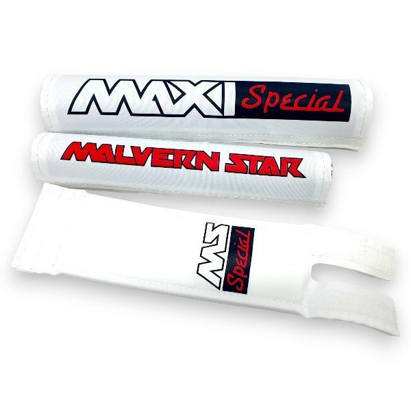Malvern Star - Maxi Special - WHITE with 3 color print pad set - old school bmx - Bmx Products AU