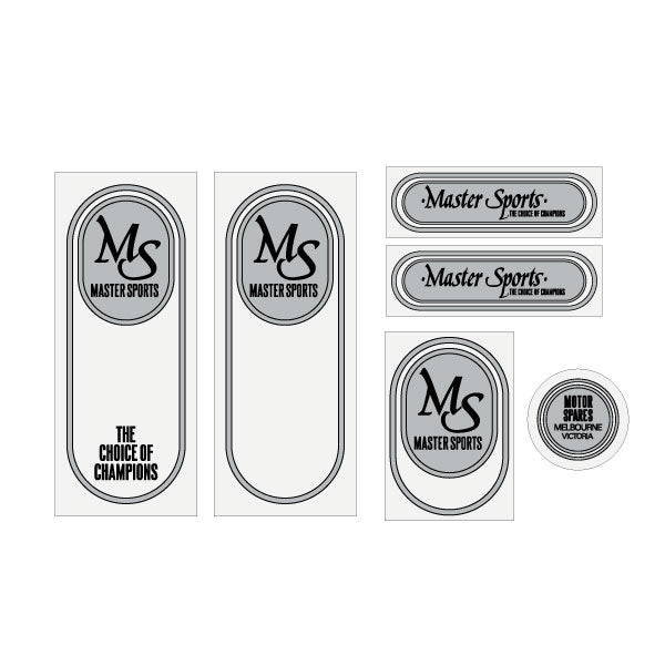 Master Sports - Dragster / Road decal Silver Clear decal set - old school bmx - Bmx Products AU