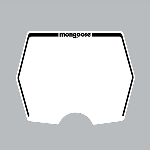 Mongoose 1982 - 1983 plate decal only - White with black print - old school bmx - Bmx Products AU