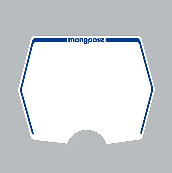 Mongoose 1982 - 1983 plate decal only - White with blue print - old school bmx - Bmx Products AU