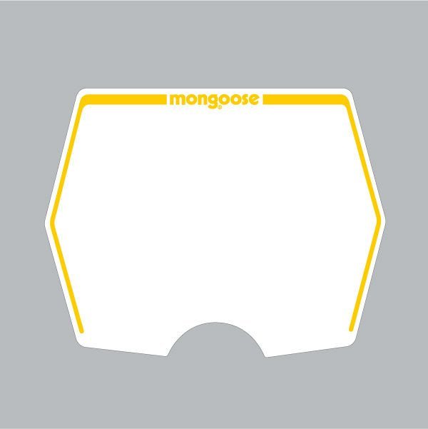 Mongoose 1982 - 1983 plate decal only - White with Yellow print - old school bmx - Bmx Products AU
