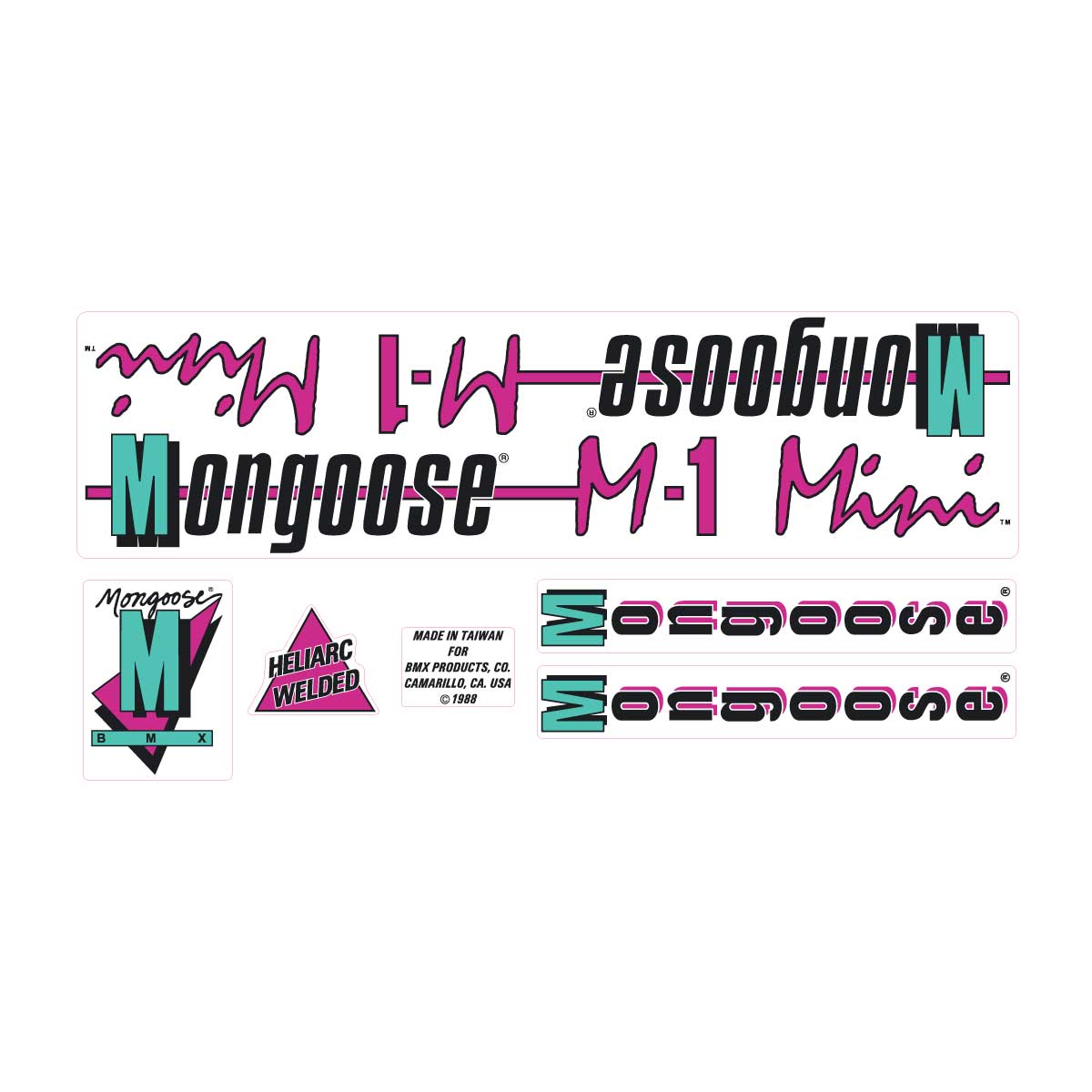 Mongoose - 1988 M1 Mini decal set - old school bmx - Bmx Products AU