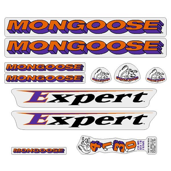 Mongoose - 1994 Expert - For chrome frame Decal set - old school bmx - Bmx Products AU