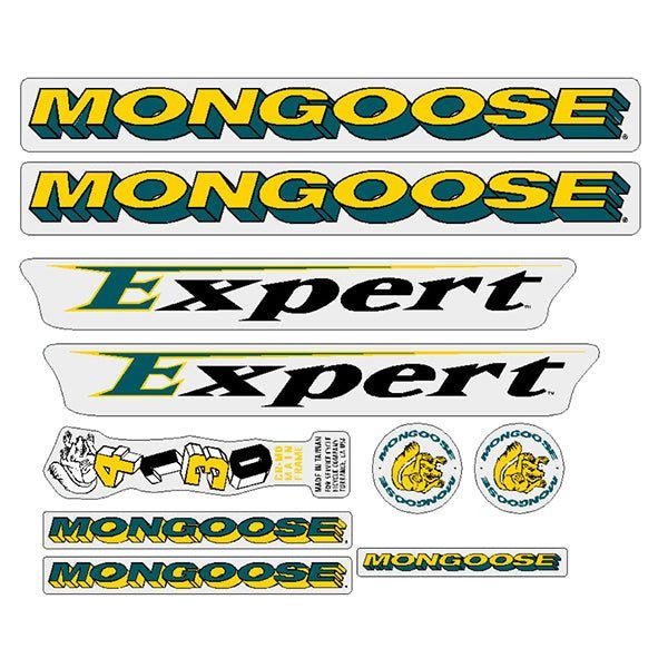 Mongoose - 1995 Expert - for chrome frame Decal set - old school bmx - Bmx Products AU