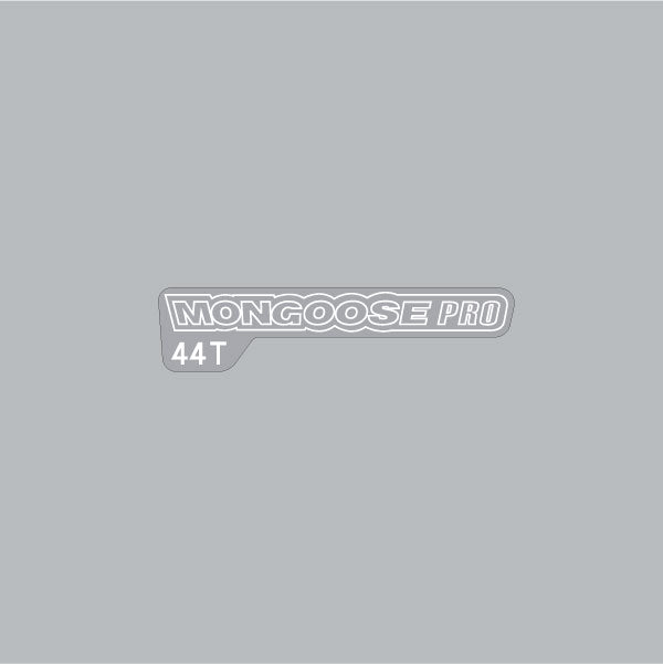 Mongoose - 2001 PRO 44T Sprocket decal - White on Clear - Old school bmx - Bmx Products AU
