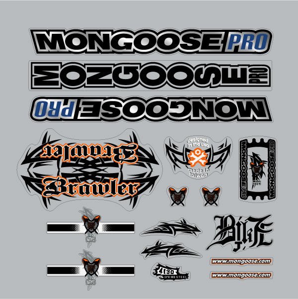 Mongoose - 2002 Brawler for green frame - Decal set - Bmx Products AU