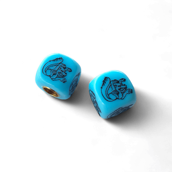 Mongoose - Maurice Logo Dice Tire Valve Caps (Pair) - Light BLUE - old school bmx - Bmx Products AU