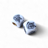 Mongoose - Maurice Logo Dice Tire Valve Caps (Pair) - WHITE - old school bmx - Bmx Products AU