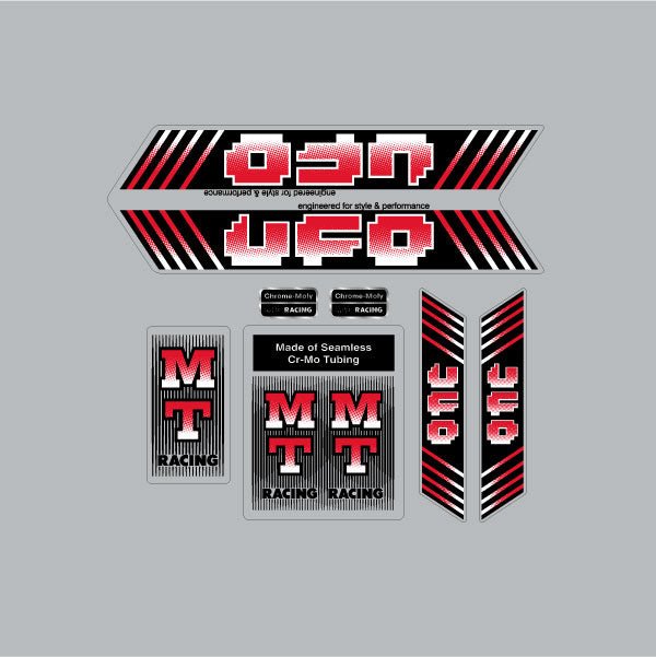 MT Racing - 1984-1985 UFO red dotfade on CLEAR decal set - Bmx Products AU