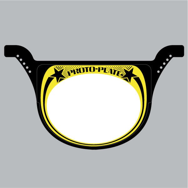 Neal Proto race plate - BLACK with Yellow - Old School BMX - Bmx Products AU