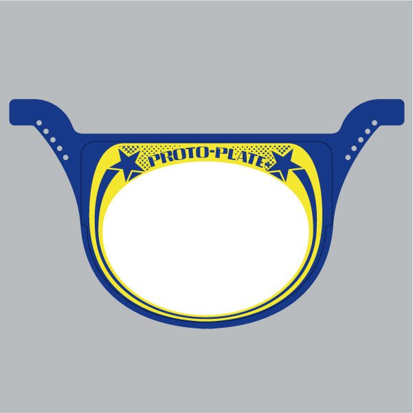 Neal Proto race plate - BLUE with Yellow - Old School BMX - Bmx Products AU