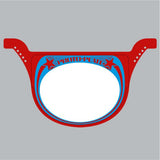 Neal Proto race plate - RED with Blue - Old School BMX - Bmx Products AU