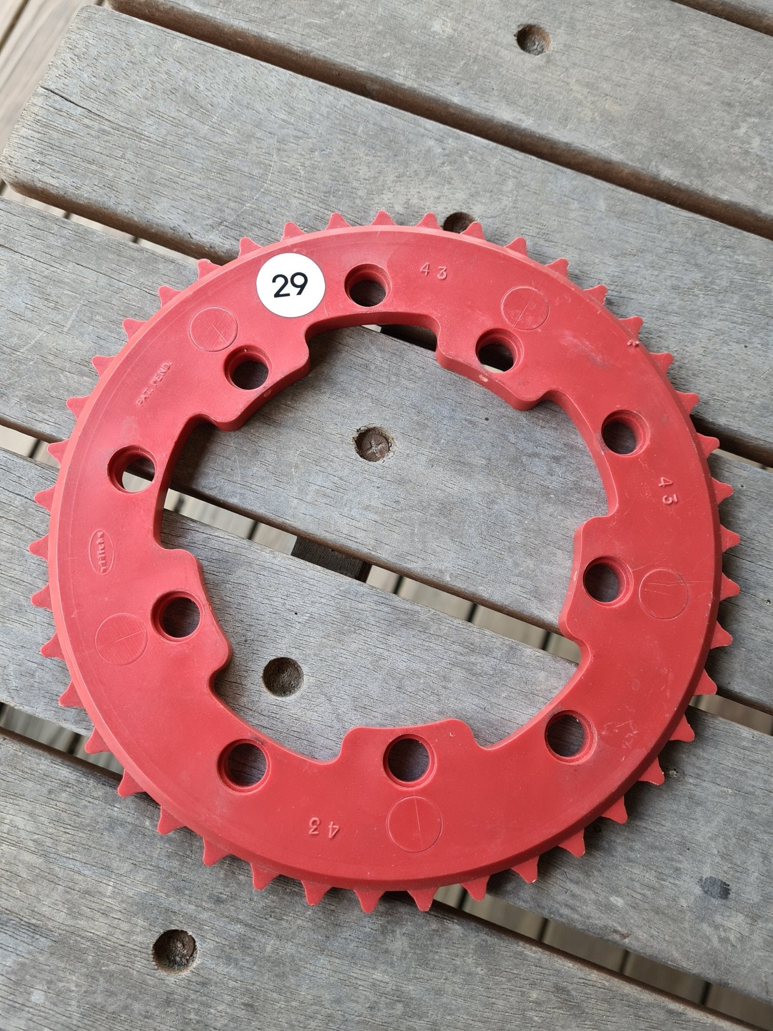 NOS-ADDICKS - 43T Chainwheel in Red (29) - Bmx Products AU