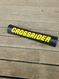 NOS - Crossrider - Black FRAME pad with yellow lettering - old school bmx - Bmx Products AU