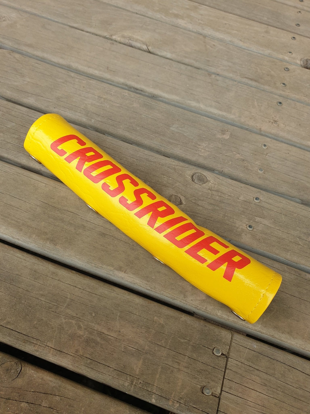 NOS - Crossrider - Handle BAR pad Yellow with red lettering - old school bmx - Bmx Products AU