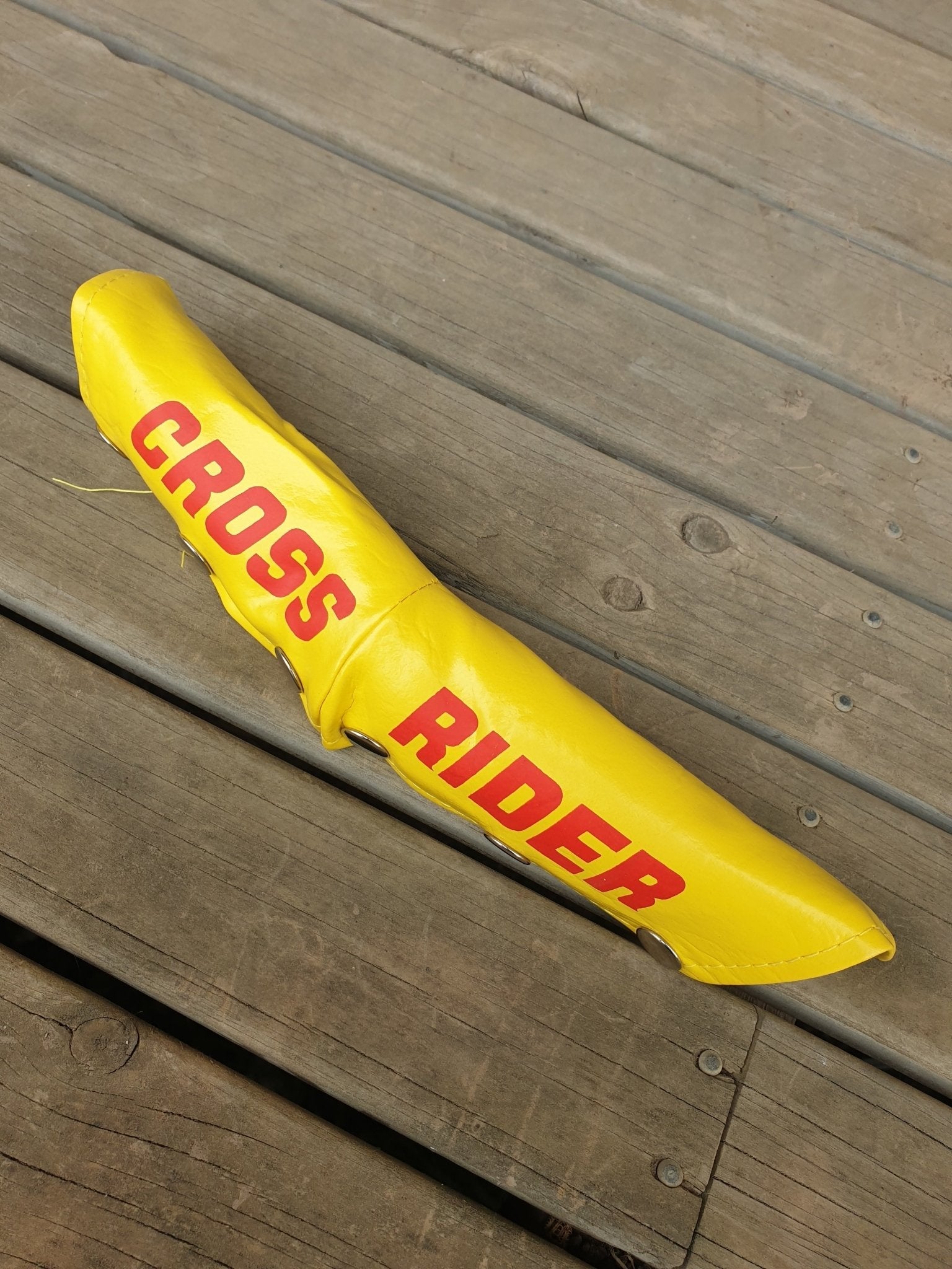 NOS - Crossrider - Handle V BAR pad Yellow with red lettering - old school bmx - Bmx Products AU
