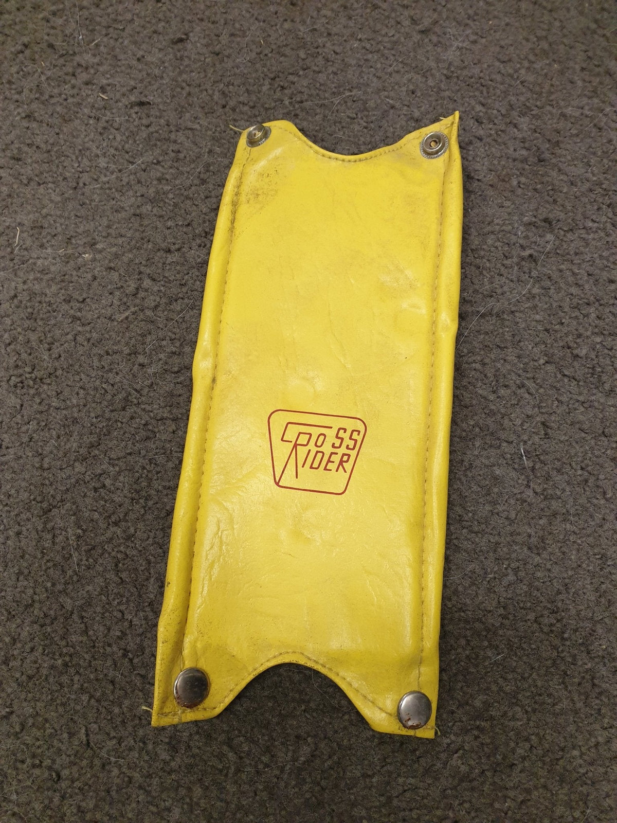 NOS - Crossrider - STEM pad EARLY LOGO Yellow with red lettering - old school bmx - Bmx Products AU