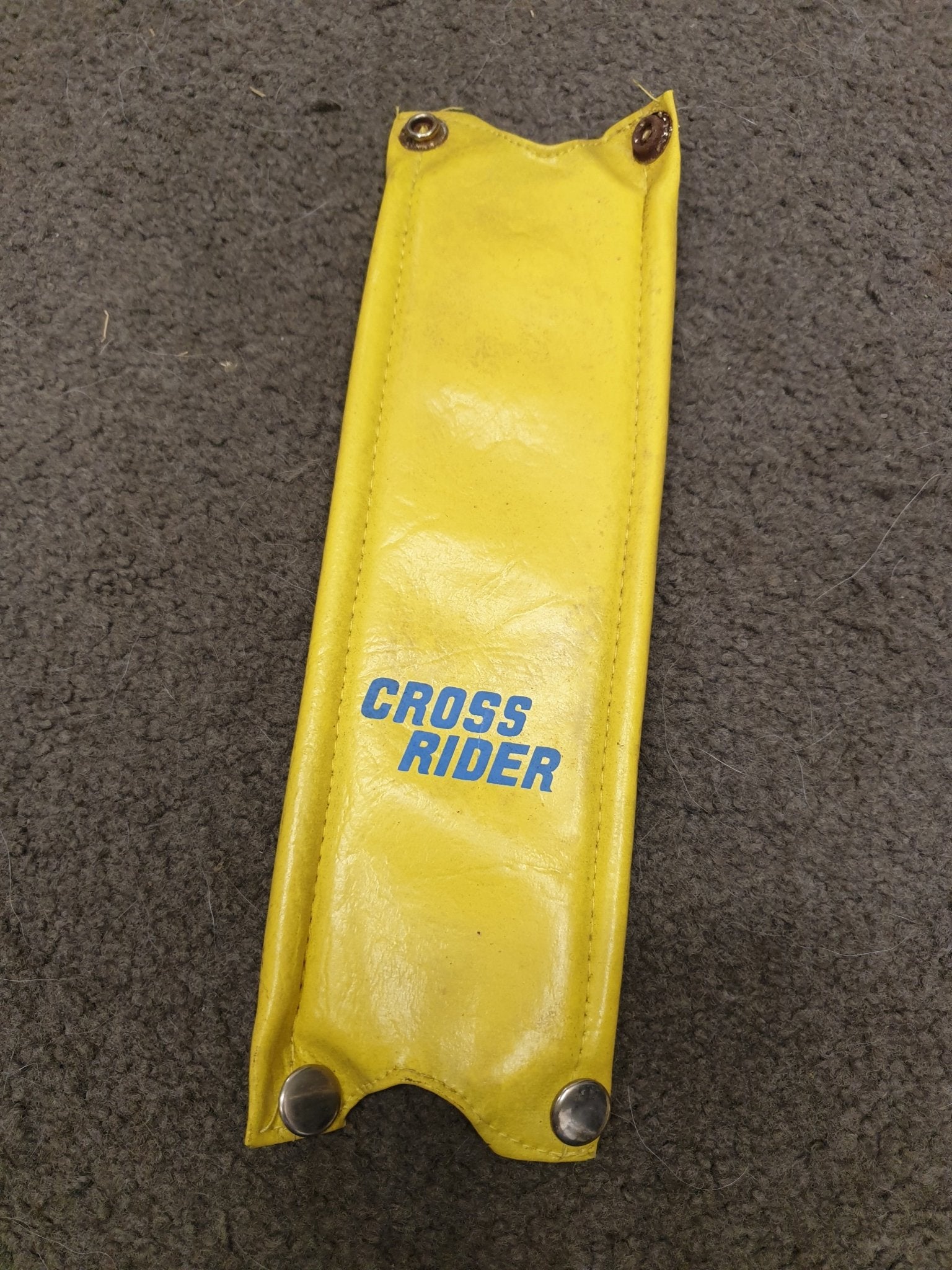 NOS - Crossrider - STEM pad Yellow with blue lettering - old school bmx - Bmx Products AU