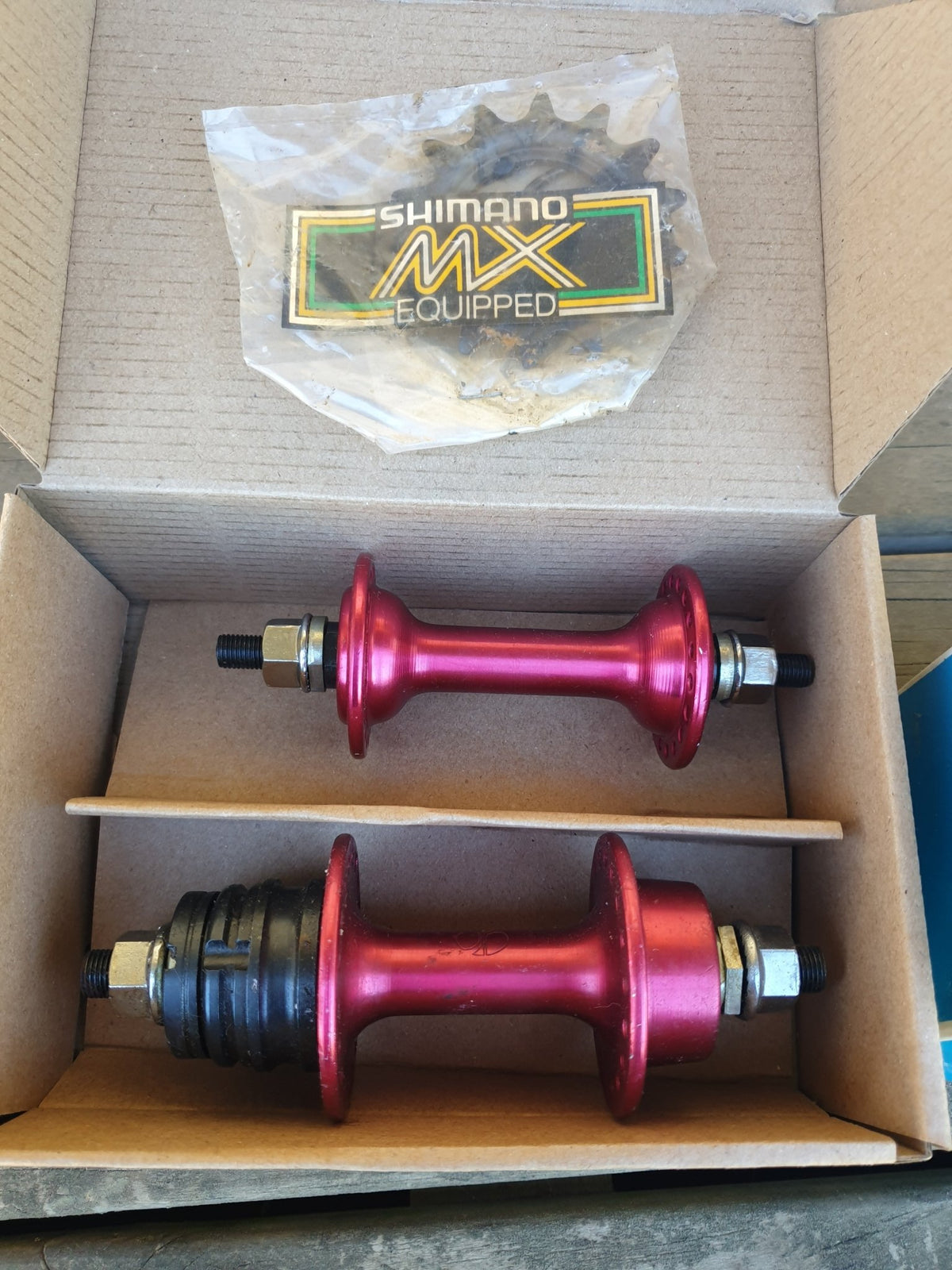 NOS - Shimano - MX hub set - Anno RED - 36H - old school bmx - Bmx Products AU