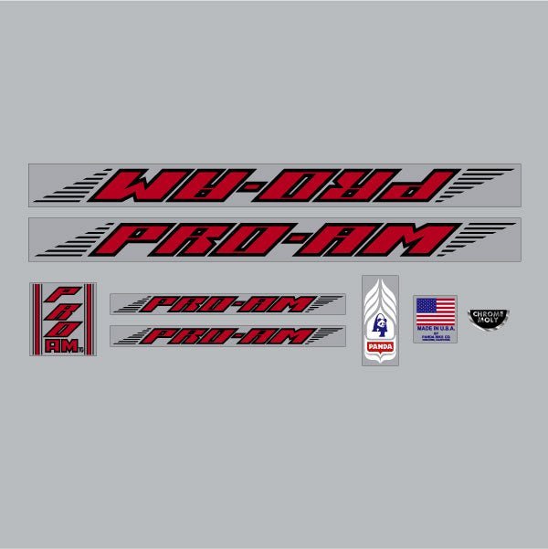 Panda - Pro - AM Black & Red on clear Decal set - old school bmx - Bmx Products AU