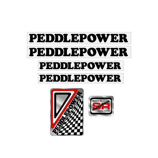 Peddlepower - Early Black decal set - old school bmx - Bmx Products AU