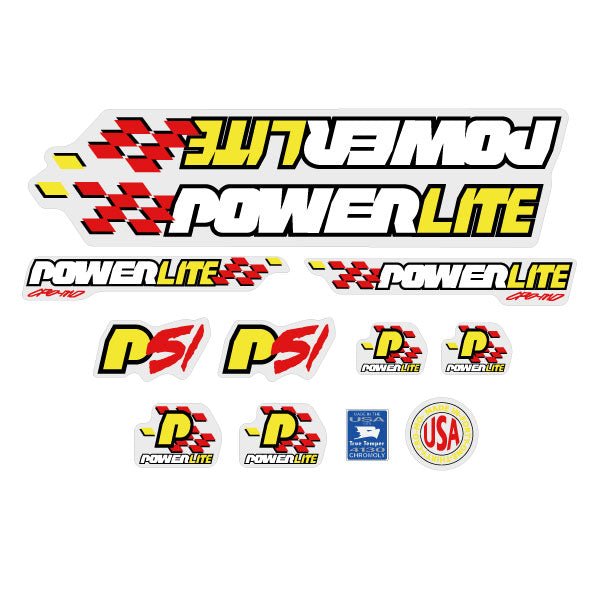 Powerlite - 1993 P51 Red decal set - old school bmx - Bmx Products AU