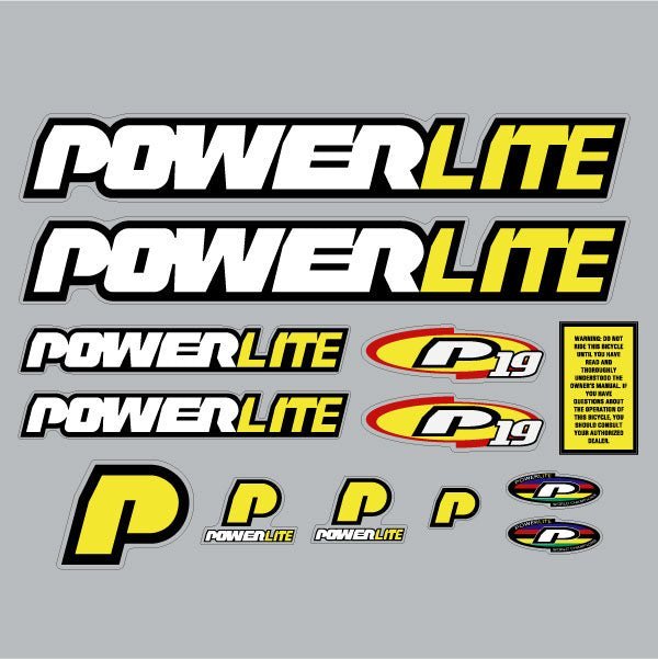 Powerlite - 1997 P19 Clear decal set - old school bmx - Bmx Products AU