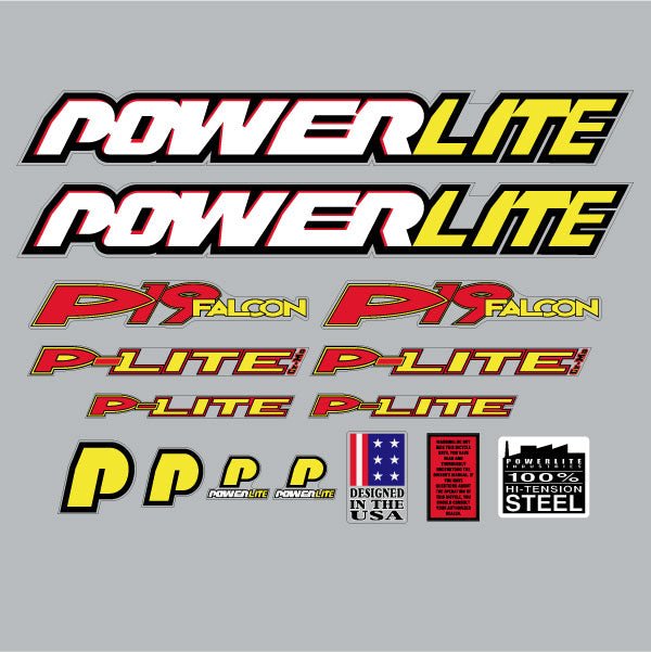 Powerlite - 1999 P19 Falcon Clear decal set - old school bmx - Bmx Products AU