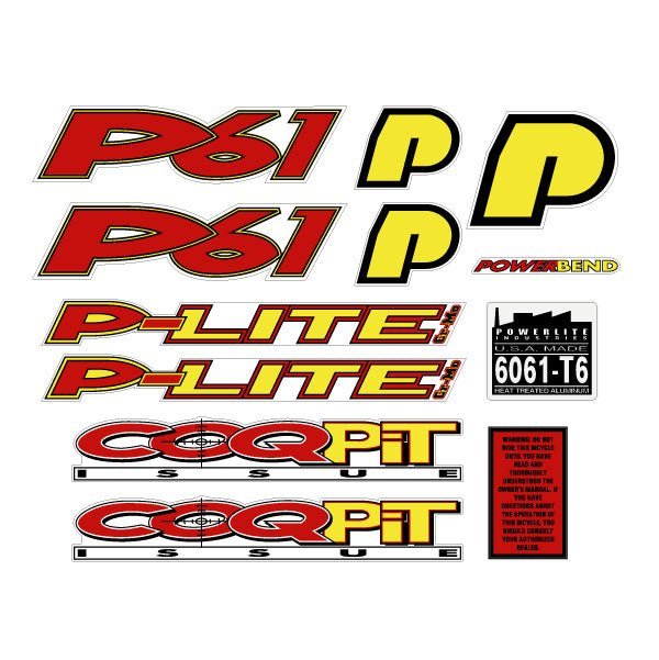 Powerlite - 1999 P61 Coqpit Clear decal set - old school bmx - Bmx Products AU